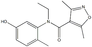 N-ethyl-N-(5-hydroxy-2-methylphenyl)-3,5-dimethyl-1,2-oxazole-4-carboxamide,,结构式