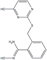 N'-hydroxy-2-{[(4-hydroxypyrimidin-2-yl)sulfanyl]methyl}benzene-1-carboximidamide,,结构式