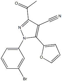 1H-Pyrazole-4-carbonitrile,  3-acetyl-1-(3-bromophenyl)-5-(2-furanyl)- Structure