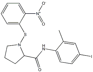 1-({2-nitrophenyl}sulfanyl)-N-(4-iodo-2-methylphenyl)-2-pyrrolidinecarboxamide 结构式