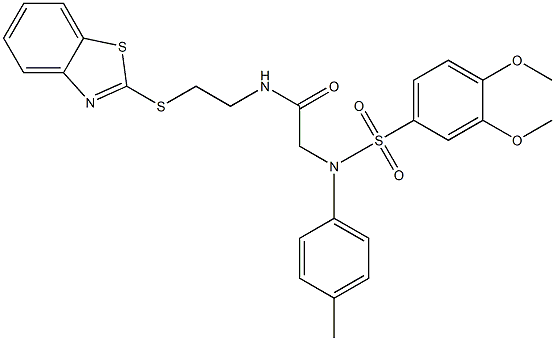 N-[2-(1,3-benzothiazol-2-ylsulfanyl)ethyl]-2-{[(3,4-dimethoxyphenyl)sulfonyl]-4-methylanilino}acetamide Structure