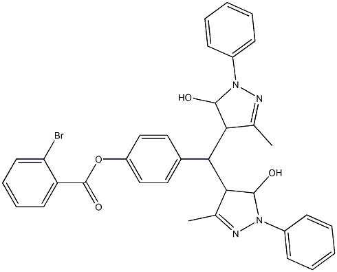 4-[bis(5-hydroxy-3-methyl-1-phenyl-4,5-dihydro-1H-pyrazol-4-yl)methyl]phenyl 2-bromobenzoate Structure