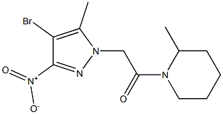 1-({4-bromo-3-nitro-5-methyl-1H-pyrazol-1-yl}acetyl)-2-methylpiperidine Structure