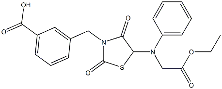 3-({5-[(2-ethoxy-2-oxoethyl)anilino]-2,4-dioxo-1,3-thiazolidin-3-yl}methyl)benzoic acid,,结构式