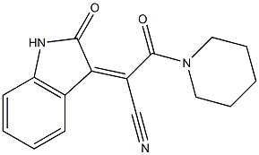 3-oxo-2-(2-oxo-1,2-dihydro-3H-indol-3-ylidene)-3-(1-piperidinyl)propanenitrile Structure