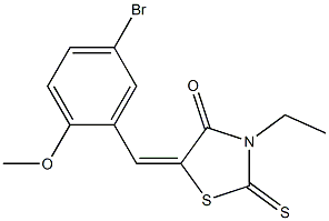 5-(5-bromo-2-methoxybenzylidene)-3-ethyl-2-thioxo-1,3-thiazolidin-4-one,,结构式
