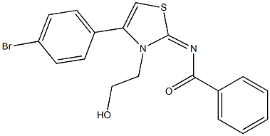 N-(4-(4-bromophenyl)-3-(2-hydroxyethyl)-1,3-thiazol-2(3H)-ylidene)benzamide,,结构式