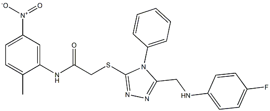 2-[(5-{[(4-fluorophenyl)amino]methyl}-4-phenyl-4H-1,2,4-triazol-3-yl)sulfanyl]-N-{5-nitro-2-methylphenyl}acetamide|