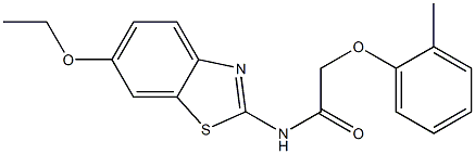 N-(6-ethoxy-1,3-benzothiazol-2-yl)-2-(2-methylphenoxy)acetamide 化学構造式