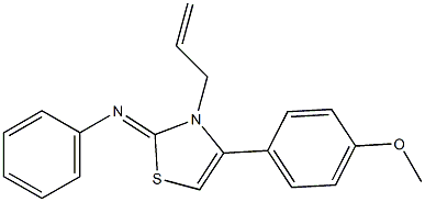 N-(3-allyl-4-(4-methoxyphenyl)-1,3-thiazol-2(3H)-ylidene)-N-phenylamine 化学構造式