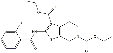 diethyl 2-[(2-chlorobenzoyl)amino]-4,7-dihydrothieno[2,3-c]pyridine-3,6(5H)-dicarboxylate,,结构式