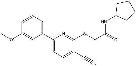 2-{[3-cyano-6-(3-methoxyphenyl)-2-pyridinyl]sulfanyl}-N-cyclopentylacetamide