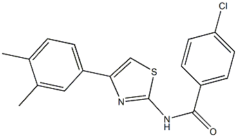 4-chloro-N-[4-(3,4-dimethylphenyl)-1,3-thiazol-2-yl]benzamide,,结构式