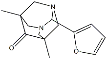 2-(2-furyl)-5,7-dimethyl-1,3-diazatricyclo[3.3.1.1~3,7~]decan-6-one 化学構造式