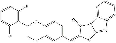 2-{4-[(2-chloro-6-fluorobenzyl)oxy]-3-methoxybenzylidene}[1,3]thiazolo[3,2-a]benzimidazol-3(2H)-one Structure