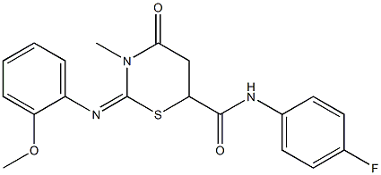 N-(4-fluorophenyl)-2-[(2-methoxyphenyl)imino]-3-methyl-4-oxo-1,3-thiazinane-6-carboxamide Struktur