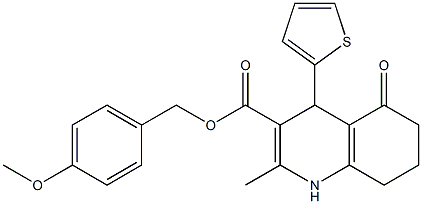 4-methoxybenzyl 2-methyl-5-oxo-4-thien-2-yl-1,4,5,6,7,8-hexahydroquinoline-3-carboxylate Structure