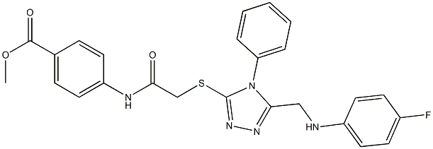 methyl 4-{[({5-[(4-fluoroanilino)methyl]-4-phenyl-4H-1,2,4-triazol-3-yl}sulfanyl)acetyl]amino}benzoate,,结构式