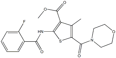 methyl 2-{[(2-fluorophenyl)carbonyl]amino}-4-methyl-5-(morpholin-4-ylcarbonyl)thiophene-3-carboxylate,,结构式