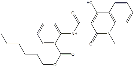 hexyl 2-{[(4-hydroxy-1-methyl-2-oxo-1,2-dihydro-3-quinolinyl)carbonyl]amino}benzoate Struktur