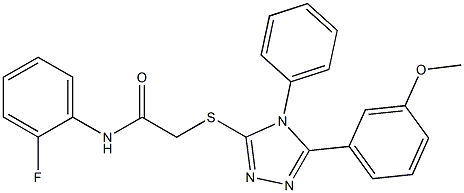 N-(2-fluorophenyl)-2-{[5-(3-methoxyphenyl)-4-phenyl-4H-1,2,4-triazol-3-yl]sulfanyl}acetamide 化学構造式