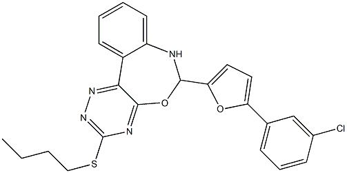 3-(butylsulfanyl)-6-[5-(3-chlorophenyl)-2-furyl]-6,7-dihydro[1,2,4]triazino[5,6-d][3,1]benzoxazepine,,结构式