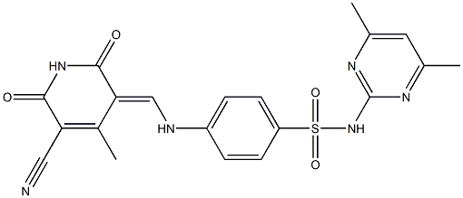 4-{[(5-cyano-4-methyl-2,6-dioxo-1,6-dihydro-3(2H)-pyridinylidene)methyl]amino}-N-(4,6-dimethyl-2-pyrimidinyl)benzenesulfonamide 结构式