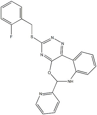2-fluorobenzyl 6-(2-pyridinyl)-6,7-dihydro[1,2,4]triazino[5,6-d][3,1]benzoxazepin-3-yl sulfide,,结构式