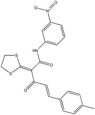 2-(1,3-dithiolan-2-ylidene)-N-{3-nitrophenyl}-5-(4-methylphenyl)-3-oxo-4-pentenamide Struktur