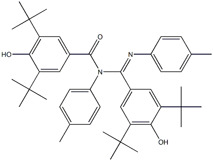 3,5-ditert-butyl-N-{(3,5-ditert-butyl-4-hydroxyphenyl)[(4-methylphenyl)imino]methyl}-4-hydroxy-N-(4-methylphenyl)benzamide,,结构式