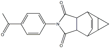 4-(4-acetylphenyl)-4-azatetracyclo[5.3.2.0~2,6~.0~8,10~]dodec-11-ene-3,5-dione 化学構造式