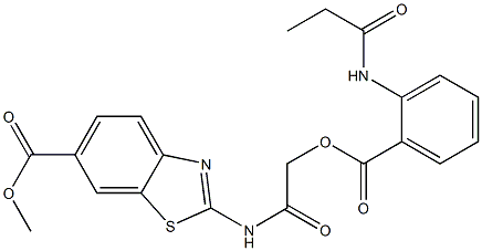 methyl 2-[({[2-(propionylamino)benzoyl]oxy}acetyl)amino]-1,3-benzothiazole-6-carboxylate Structure