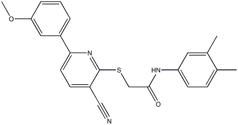 2-{[3-cyano-6-(3-methoxyphenyl)-2-pyridinyl]sulfanyl}-N-(3,4-dimethylphenyl)acetamide Structure