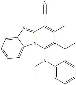 2-ethyl-1-(ethylanilino)-3-methylpyrido[1,2-a]benzimidazole-4-carbonitrile Struktur