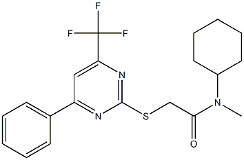 N-cyclohexyl-N-methyl-2-{[4-phenyl-6-(trifluoromethyl)-2-pyrimidinyl]sulfanyl}acetamide Struktur