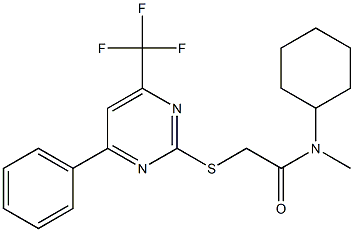 N-cyclohexyl-N-methyl-2-{[4-phenyl-6-(trifluoromethyl)-2-pyrimidinyl]sulfanyl}acetamide 结构式