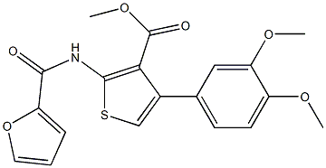 methyl 4-(3,4-dimethoxyphenyl)-2-(2-furoylamino)-3-thiophenecarboxylate Struktur