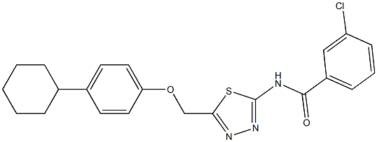 3-chloro-N-{5-[(4-cyclohexylphenoxy)methyl]-1,3,4-thiadiazol-2-yl}benzamide Struktur
