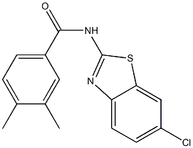 N-(6-chloro-1,3-benzothiazol-2-yl)-3,4-dimethylbenzamide,,结构式