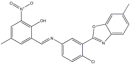  2-({[4-chloro-3-(6-methyl-1,3-benzoxazol-2-yl)phenyl]imino}methyl)-6-nitro-4-methylphenol