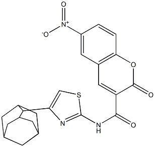 N-[4-(2-adamantyl)-1,3-thiazol-2-yl]-6-nitro-2-oxo-2H-chromene-3-carboxamide Struktur