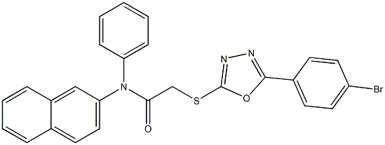 2-{[5-(4-bromophenyl)-1,3,4-oxadiazol-2-yl]sulfanyl}-N-(2-naphthyl)-N-phenylacetamide Structure