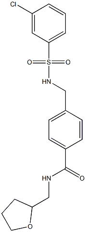 4-({[(3-chlorophenyl)sulfonyl]amino}methyl)-N-(tetrahydro-2-furanylmethyl)benzamide 结构式