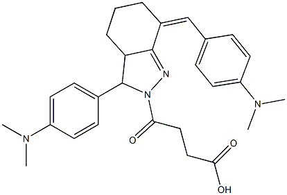 4-{7-[4-(dimethylamino)benzylidene]-3-[4-(dimethylamino)phenyl]-3,3a,4,5,6,7-hexahydro-2H-indazol-2-yl}-4-oxobutanoic acid 结构式