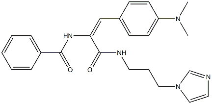 N-[2-[4-(dimethylamino)phenyl]-1-({[3-(1H-imidazol-1-yl)propyl]amino}carbonyl)vinyl]benzamide Struktur
