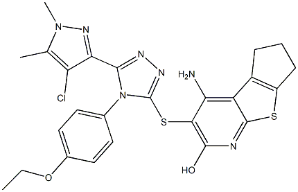 4-amino-3-{[5-(4-chloro-1,5-dimethyl-1H-pyrazol-3-yl)-4-(4-ethoxyphenyl)-4H-1,2,4-triazol-3-yl]sulfanyl}-6,7-dihydro-5H-cyclopenta[4,5]thieno[2,3-b]pyridin-2-ol
