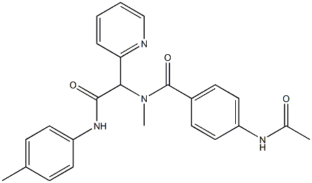 4-(acetylamino)-N-methyl-N-[2-oxo-1-(2-pyridinyl)-2-(4-toluidino)ethyl]benzamide Structure