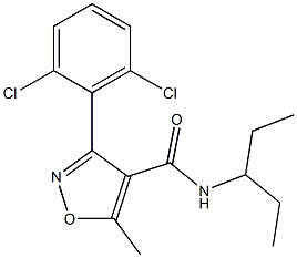 3-(2,6-dichlorophenyl)-N-(1-ethylpropyl)-5-methyl-4-isoxazolecarboxamide Struktur