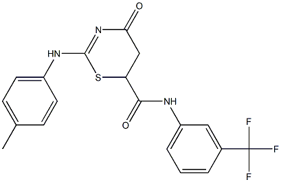 4-oxo-2-(4-toluidino)-N-[3-(trifluoromethyl)phenyl]-5,6-dihydro-4H-1,3-thiazine-6-carboxamide Struktur