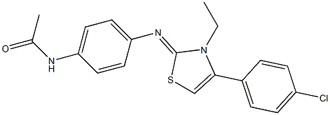 N-{4-[(4-(4-chlorophenyl)-3-ethyl-1,3-thiazol-2(3H)-ylidene)amino]phenyl}acetamide Structure